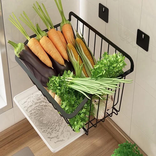 Vegetable Storage Baskets Drain Rack - Wall-mounted Multi Function KitchenVegetable Storage Baskets Drain RackMetal Vegetable Rack Kitchen OrganizerDrying Rack