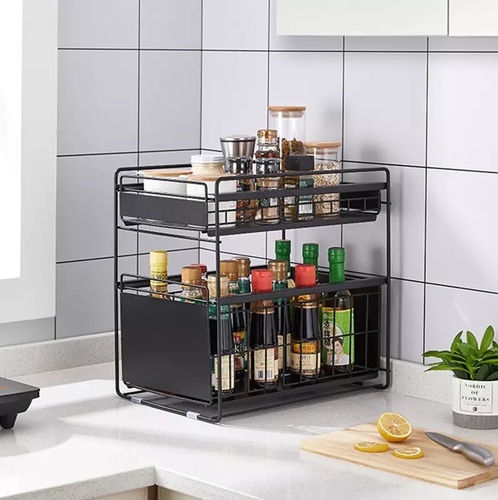 steel kitchen basket - Kitchen storage rack household pull-out shelf storage cabinet under the sink rack