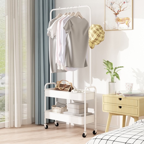 clothes hanger 2 shelf - Multifunctional Floor Hanger Metal Multilayer Coat And Hat Storage Rack WithShoe Storage Hooks Shelf