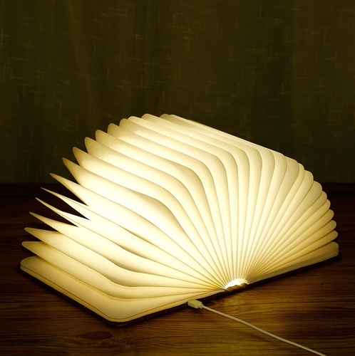 Creative folding lamp - It is a book-shaped lamp with creative ways to display. When you open the book, it turns on; when you close the book, it turns off.
The LED lamp usage is flexible and creative. It can be used as table lamp, floor lamp, pendent lamp and wall lamp, etc. You can choose the shape according to the scene to create a comfortable space. In addition to that, it is convenient to carr