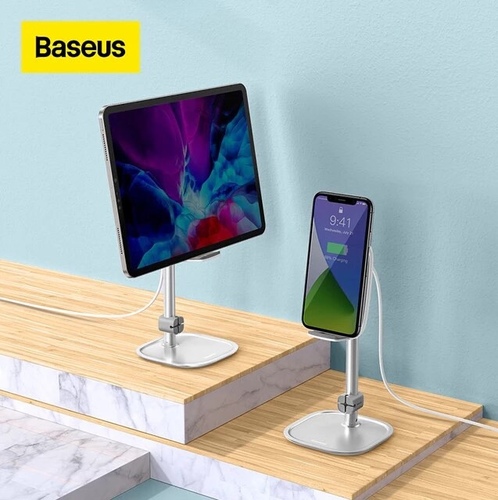 baseus desktop bracket - Baseus Literary Youth Desktop Bracket (Telescopic + Wireless Charging) - Silver