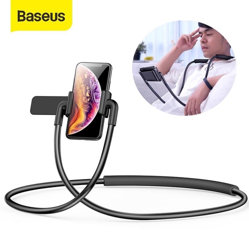 baseus new neck mounted lazy bracket - BASEUS Neck-mounted Lazy Bracket Phone Holder for 4-10 inch Mobile Phones - BlackMultiple use and play: With flexible design, it can be hung on your neck and waist, and can be put on the desktop. It can also supports selfie and has other functionsMulti-angle rotation: The angle rotation can be adjusted freely to meet different visual needs according to different use functionsSteady support: The scaffold rod is made of a thick alloy bent pipe material. And if you adjust the camber/angle/height with any bend, the long-term stable support will be still maintainedNo pressure: High-quality EV foam at the neck of the bracket, non-slip, breathable, flexible, comfortable and stress-freeWide compatibility: Suitable for 4-10 inch mobile devicesCompatible with:iPhone XS / XS Max / XR / XSamsung Galaxy Note9 / S9 / S9+ / Note 8 / S8 / S8+And other iPhone, Samsung, Huawei, Xiaomi and etc. 4-10 inch mobile devicesPackage included:1 x BASEUS Neck-mounted Lazy Bracket Phone HolderOther items not included