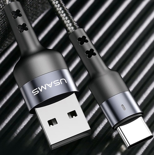 usams cable type-c to usb - 1. Name：U26 Charging and Data Cable2. US-SJ313（Type-C）3. Color：Black/4. Material：Aluminum alloy+braided cable5. Voltage：5V6. Current：2A7. Length：1m8. Compatibility：Devices with USB / Type-C port