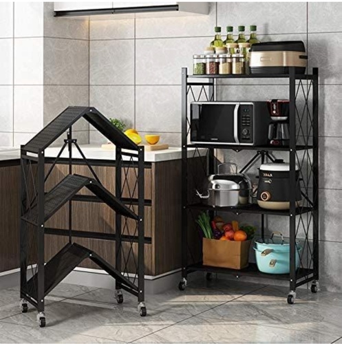 LAYER FOLDING STAND - 3/4/5/ Layer Folding Storage Rack With Wheel Movable For Living room Bedroom Kitchen Home Space Saving Organizer