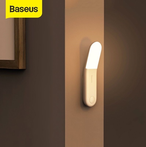 baseus lighting - Rechargeable Motion Sensor Night Light, LED Stick on Closet Light with PIR Sensor, Ideal for Bedroom, Bathroom, Kitchen, Wall, Stairs, Cabinet, Hallway (Warm White)