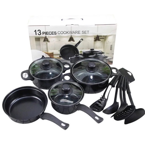 13 piece cookware set - 13 pcs cookware set pots and pans non stick kitchen camping cookware sets cooking pot22CM fry pan
18CM covered sauce pan
22CM sauce pan
16CM milk pot9 pcs kitchen spoon