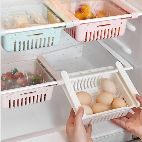 stretchable hanging storage rack - Kitchen Adjustable Stretchable Refrigerator Organizer Drawer Basket Refrigerator Drawers Vegetable Storage Rack Holder