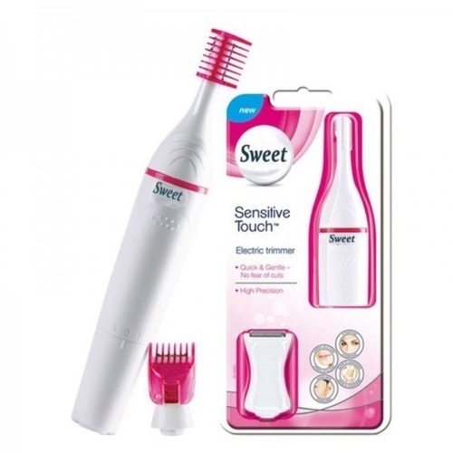 sweet sensitive - Adjustable eyebrow head and dedicated accessories to get precise shaping and styling. 
ideal for upper lip, side burns and eyebrows. 
Gentle hair removal and precise shaping for your delicate body parts. 
Ideal also for quick touch-ups wherever you go ; Blade Material: Titanium Coated, Stainless Steel ; Power Source: AC, Power Consumption: 38 W, Battery Type: AA Battery, Run time (Hrs): 45 Min