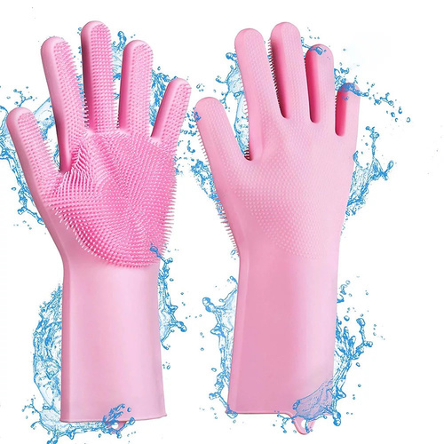 Magic gloves cleaner - This soft Dishwashing Gloves is made of high-quality and environment friendly silicone. Food grade silicone

Super Easy to Clean! Restrains Germs! Can be Sterilized in Boiled water, Microwave or Dishwasher.

Easier to use and clean: use this silicone brush to replace your old style brush for improving kitchen hygiene. Super easy to clean the brush, just rinse with water or put it in the dishwasher, it will has no residue.

Feature：

Unlike typhical low-durable rubber gloves out there, this can be used semipermamently.

Soft, strong, and highly flexible. Great to clean bath, Car and blanket as well!

One size fits all - However, if your hands are extra-think, might be too tight.

Size: 30.5 x 16cm / 12 x 6.2 inches

Material: 100% Food Grade Silicon