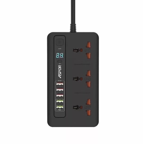 ASPOR A503 Power Socket with 5 USB Port LED display 2500 Watt - ASPOR A503 Power Socket with 5 USB Port LED display 2500 Watt