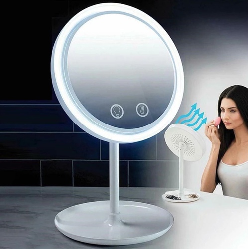 Breeze mirror - LED Mirror Makeup Mirror with LED Light Vanity Mirror 5X Magnifying Mirror LED miroir grossissant Magnifying with Fan LED Light
Our Mirror is unique in that it was built on a powerful yet quiet triple fan that delivers a 360-degree gentle breeze to keep your skin fresh. Thus, it allows you to apply the mascara, base, blush and eyeliner without melting.
OUR Mirror offer has a balanced light ring of light daylight soft lighting, so get all the brightness you need, and the simple touch operation on your mirror allows you to choose light, fan or both.
- Color: White. - Material: ABS and PS.
Balanced light ring of light