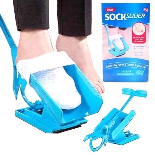 Sock slider - Unique and helpful device for people who may have compromising injuries.
Putting on socks becomes much, much easier.
No more back and hip pain.Can also be used to put shoes on
100% brand new and high quality.
Works with: All kinds of socks.
Easy to use: Place your sock on the cradle, lower the cradle to the floor and slide your foot in.