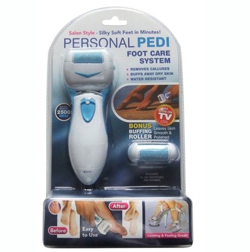 Personal pedi - Personal pedi is the perfect solution for men and women struggling with callused feet and hands. With waterproof and easy-to-use design, it features a mineral roller that removes rough patches and a buffing roller that leaves your skin massaged and smooth.