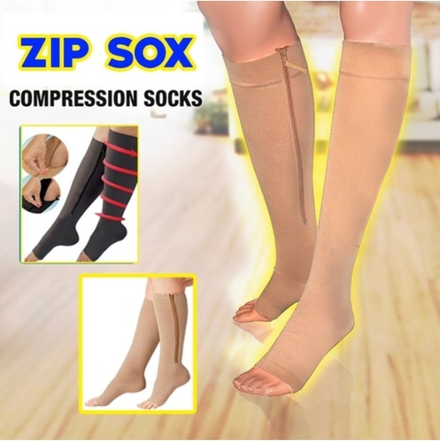 zip sox - Designed to increase blood circulation and reduce swelling.Fast and comfortable to wear.Not visible under your clothes.Built-in zipper and velcro adjustment make it super easy to put on.Perfect compression sleeve for travel, sports, work, or home.