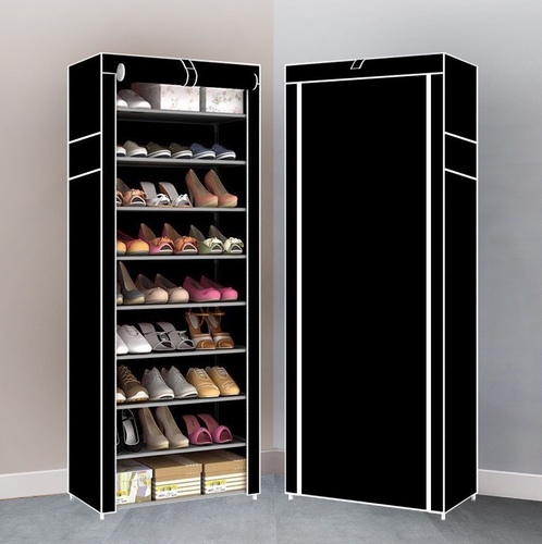 Shoe cabinet - Concise, compact and nice-looking shoe rack to organize your messy shoes for the room. It consists of 10 layers, 9 clips of non-woven fabric, with great quality and a beautiful external shape, and a multi-use upper layer. 
 
 
 This shoe rack does not take up much space. It not only provides your shoes with sufficient storage nets, but also keeps them in one clean place, so that you can easily locate the shoes and greatly save your searching time. With eye-catching pattern, it is a good decorative item for your home. 
 
 
 . Please install the goods with the instruction manual. 
  It is recommended that the installation should not be too tight to adjust easily. After installing the structure, install the facade for greater stability. 
 
 
  to set: 
  Material: non-woven fabric, PP plastic and metal construction 
  . Color: grey/black 
  Dimensions: (58 x 29 x 160) cm (L x W x H) 
 . Weight: 3.42 lbs / 1.55 kg   . Capacity: more than 20 pairs 
 
 . Layer quantity: 10 layers