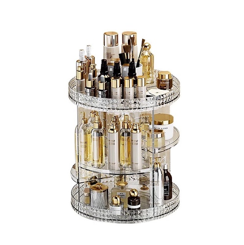 cosmetic organizer diamond 360 rotation - ❤360 Degree Rotating-No dead angle. Very convenient and easy to find what you want. Save your space and time.

❤Height adjustable tray accommodates different sizes of cosmetics and containers,fit all different types of products and accessories.

❤The makeup organizer with unexpected big capacity, top layer: small space, small articles. middle layer: big space can storage quite more.

❤Made of durable, scratch resistance and high quality acrylic, with excellent weather resistant and much stronger than glass

❤Easy To Install & Washable: Simple to assemble and disassemble the organizer following the guide, convenient to clean with washable material