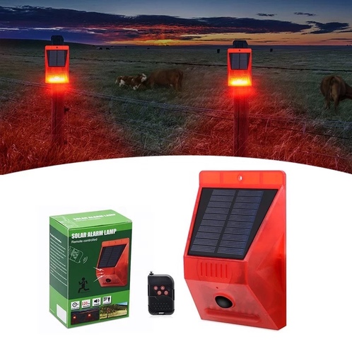 solar alarm lamp - Solar Alarm Light, Remote Control Motion Sensor LED Solar Lamp, Outdoor Waterproof Path Auto Alarm, 129db 8 LED Red Light IP65 Waterproof,