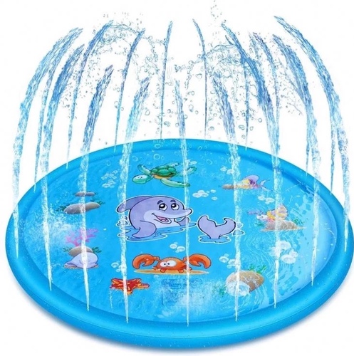 water baby pool - This water toy gives your kids both learning and plays in one incredible pool.The splash play mat is made from durable environmental and non-toxic PVC material. High-quality edge sealing technology makes it not easy to burst.Just plug it to a garden hose or PVC tubing, simply adjust the water pressure to lower or higher the spray height.68 Inch Splash pad allows 2 to 3 kids to play inside and has enough space.Make your kids enjoy a cool summer in the backyard, and kids can learn more happily and easily in the sun, enhancing the fun of learning.Specifications:Color: BlueShape: RoundPattern: AnimalDiameter: 68 InchMaterial: 0.22mm PVCStyle: CasualGender: UnisexFeature: Inflatable, SprinklerApplication: KidsOccasion: Home, Outdoor, Travel, etcPackage Size: 19*16*5cm / 7.48*6.29*1.96inchPackage Weight: 830g / 1.82lb