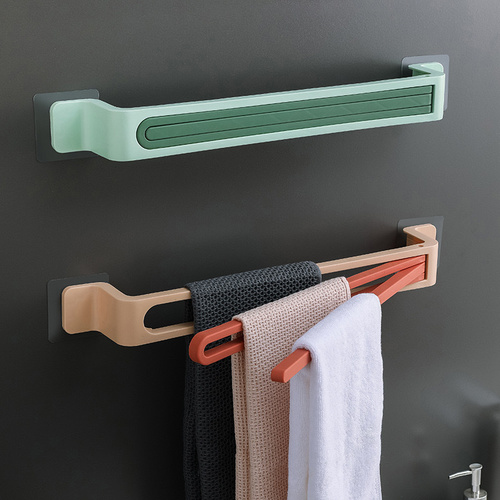 rotating towel bar double rod - towel rack Nordic style hanger bathroom rack folding movable rotating towel bar double rod