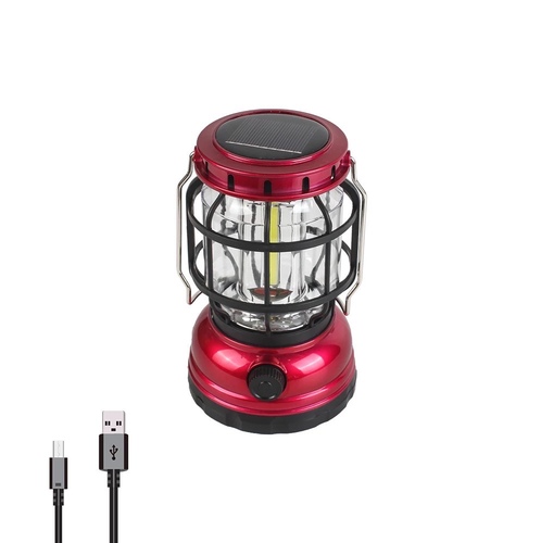 multifunctional camping lamp - multifunctional outdoor and indoor camping lamp... Rechargeable on solar energy or via USB electricity... It can also be used as an emergency charger for your personal phone.. A handle to turn the light on and off and control the brightness of the light..
 Size: Height 15 cm * Width 10 cm