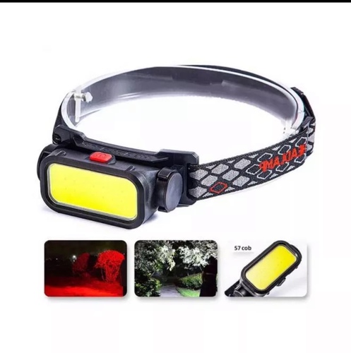 Rechargeable headlight - High Brightness Rechargeable Waterproof Headlight for Hunting and Camping Features  It gives white and red light
  Use for hiking, mountain biking, camping in the desert, fishing, or even for emergencies at home or at work.
  Black color  Main Material: Plastic