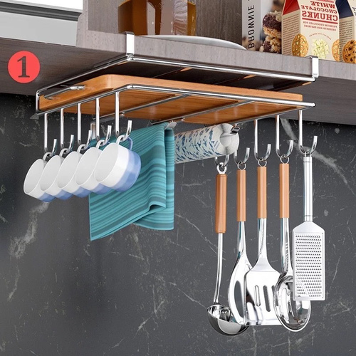 Kitchen cabinet stainless steel lower rack hook - Kitchen cabinet stainless steel lower rack hook storage storage kitchen chopping board pot cover storage rack hanging hanging cabinet