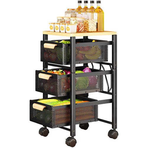 Storage cart with 3 drawers - Strolling kitchen cart with 3 drawers for storing vegetables and fruits with an arrangement shelf