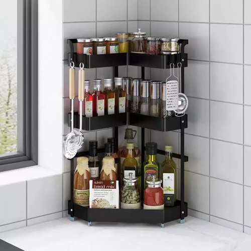 kitchen triangle seasoning storage rack 3 shelf - Kitchen Seasoning Shelving SeasoningShelving Chopstick Knife Holder TriangleCorner Corner Table Multi-layer StorageRack