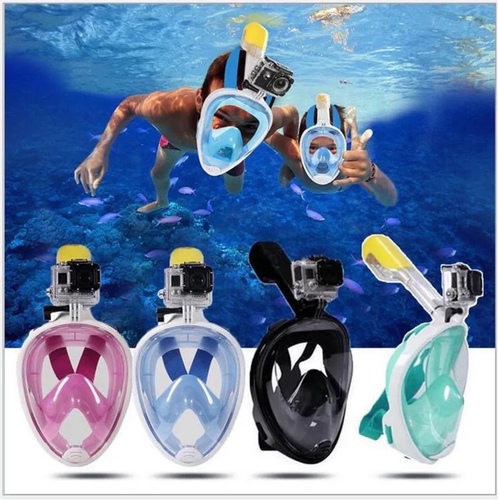 snorkel mask - This Mask Dual Airflow Technology Can Help You to Breathe Naturally as on Land.
And Breathing Slowly Through Your Nose Helps Reduce Chances of Fogging.
The Dry Top System Will Prevent
Water from Entering the Mask Through the Snorkel Tube.
When Water Entering The Mask, You Just Need to Raise Your Head，The Water Will Flow out From the Drain Valve.
The 180° Full Face Design Will Help You Get a Wider View to See the Underwater World.
The Better Thing is This Snorkeling Mask With Gopro Camera Mount，
You Can Easily Attach Your Gopro Camera for Underwater Shots.