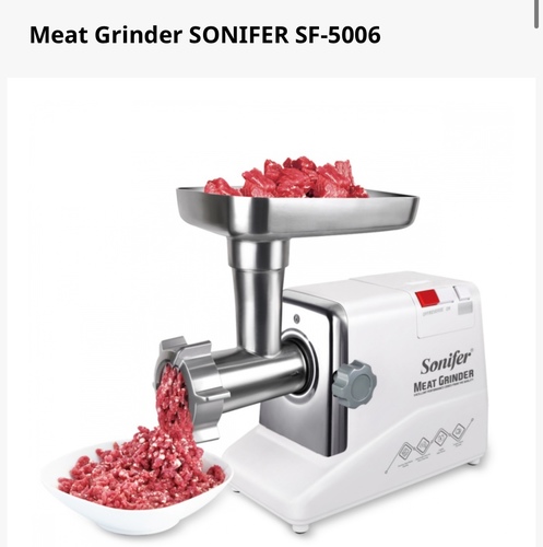 sonifer meat grinder sf-5006 - Model: SF-5006Power: 2000WPower supply: 220VReverse function: YesIncluded: 3 perforated minced meat discs