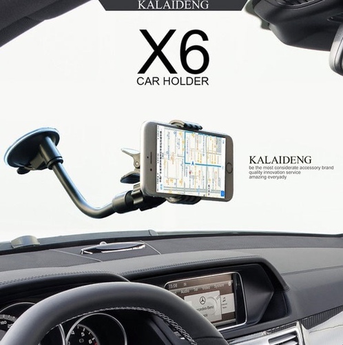 x6 car holder - Get A KALAIDENG X6 Car Holder For Mobile Phone (Black) From DealatCity StoreKALAIDENG X6 Car Holder for Mobile (Black) Compatible with all mobile phones (iPhone, Samsung, HTC, Sony, BlackBerry,...etc.) Holder clips can expand up to 100mm distance between the clips Flexible and adjustable long neck of the holder Made from ABS natural pro-environmental silicon PVC Uses air-suction lock for fixing the holder perfectly on the glass Features 360 degree head rotation for reaching best view for the mobile phone Holds your phone strongly and tightly Elegant in design Easy to setup and remove