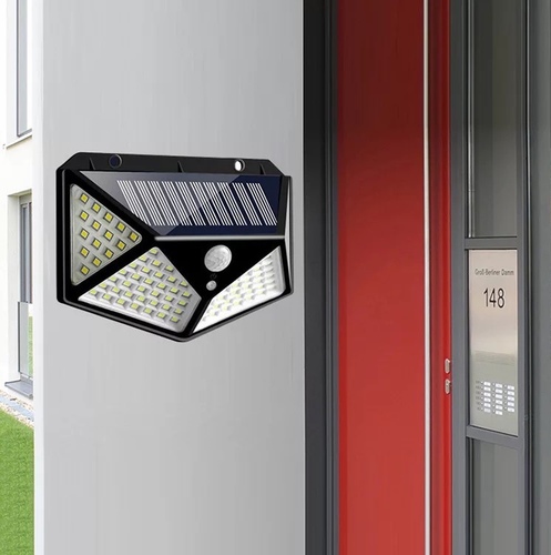 solar interaction wall lamp - Product item: Solar Light
Category: Light/ tools
Type: Wall Lamp
Product model: Four-sided light 122LED
LED specification: 100SMD2835 0.2W/PCS
Light body material: PC+ABS
Solar panel specifications: Monocrystalline silicon 5.5V 1.43W
Battery specification: 18650 lithium battery 3.7V 2200MAH with charge and discharge protection
Output power: 3.2V/7W
PIR sensing angle: 120 degrees