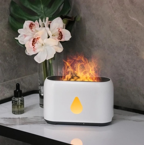 Flame oasis - Diffuser, humidifier, night light 3 in 1 diffuser, humidifier and flame effect light all make this aroma diffuser multifunctional.  Add a few drops of your favorite aromatherapy oil to relieve fatigue and relax, while improving air quality and keeping away from dehydration.  Flame effect light: The fragrance diffuser for home is designed with flame effect lights combined with fog, and it shows realistic flame effect which brings warm and romantic atmosphere especially at night.  Our oil diffusers have adjustable brightness function, you can enjoy the aroma while adjusting the atmosphere by the brightness of the light.  Quiet and cool mist without condensing water: The ultra-quiet 35dB aroma diffuser will not interfere with your study, work or sleep, to bring you calm.  Through the high-frequency oscillation of the new inhaler, the water in the tank is rapidly converted into micron-sized water particles.  The water mist is fine and not easy to condense, and the scent works better.  Smart and Safe: Our diffuser is made of ABS material, sturdy and durable.  Built-in water level sensor, when there is no water, the flame diffuser will automatically turn off.  3 timer setting modes: 1 hour / 3 hours / 6 hours.  (The default setting is 3 hours.).