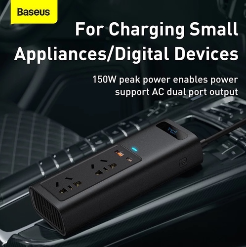 baseus power inverter - Baseus Car Inverter DC 12V To 150 AC 220V Auto Converter Inversor USB Type C Fast Charging Charger Europe Car Power Adapter Inverter