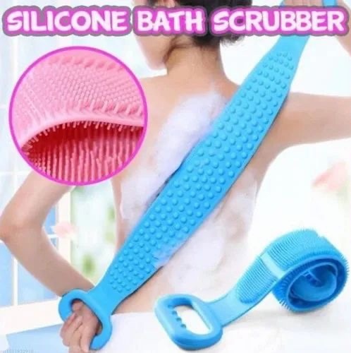 silica gel bath towel - Silica Gel Bath Towel Rub Brush Pull Back Strip Rub Back Belt Bathroom Body Scrubber Accessories