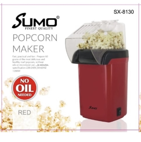 sumo popcorn maker - Fast Hot Air Popcorn Popper Machine, No Oil Popcorn Maker - Small- Assorted Color1200w