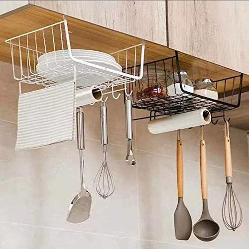Storage basket hanging under cabinet
