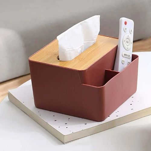 Tissue box with two storage slots