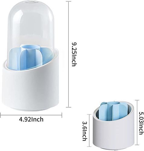 Rotating cosmetic brush organizer with lid