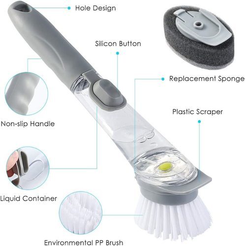 Cleaning brush with soap dispenser
