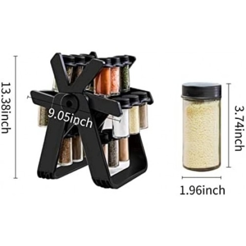 360 Rotational Spice Organizer (18 Glass Canisters)