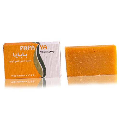 Sabonaty - papaya soap - There are many benefits of papaya soap for the body, there are many benefits and benefits of papaya soap if used every day,
 Where papaya soap lightens the skin color, Papaya soap works to combat and prevent pimples and dark spots resulting from exposure to sunlight, It also renews skin cells, works to get rid of dead skin cells, Papaya soap contains . Vitamins A, B, C, potassium and antioxidants Made from fresh mashed papaya, coconut oil, turmeric and aromatic oil Soap weight: 100 grams Natural safe ingredients  Free of brabin.  Sodium Laureth SULFATE (SLS)