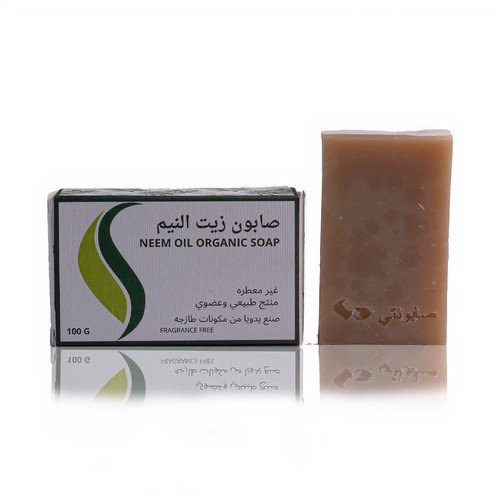 Sabonaty - Neem Oil soap - Neem Oil soap cleans and moisturizes deep skin and body,
 A nice and effective formula that removes even toxins from the deep layers of your skin. Its antibacterial soap nature kills all germs and bacteria. And make your skin clear and healthy. Unstried Handmade from food oils and every piece of soap is special in its form  Soap weight: 100 grams Natural safe ingredients  Free of brabin.  Sodium Laureth SULFATE (SLS) 
 
 ______________________________________ 
   
 What is neem oil? Neem oil is a type of vegetable oil extracted from neem tree fruit seeds found frequently in northern India and tropical regions. The plant name of neem is Azadirachta indica. Neem oil has many benefits, from cleansing to fighting fungi, fever and other diseases. No wonder, in Sanskrit, the word 