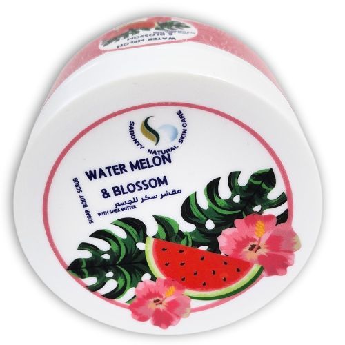 Sabonaty - WATER MELON sugar BODY SCRUB - A body scrub made of cane sugar with a sweet fruity and floral scent.  Rich in moisturizing oils and shea butter.  It removes dead skin, unifies skin tone, and gives the skin a smooth, silky texture.
 
Exfoliation is one of the most important steps in taking care of the body’s skin.  It is a physical process that aims to remove dead cells and stimulate the growth of new cells, in addition to making the skin soft to the touch and healthy in appearance like children’s skin.  The skin can be exfoliated using sugar scrubs with natural oils from our products rich in oils and butters.  The natural moisturizer with its distinctive scent that lasts on the body for a long time and its distinctive silky softness
 

Sugar is also a common ingredient for exfoliating the skin, as its granules are round and do not contain sharp edges, which makes their texture softer when exfoliating the skin.  It is therefore suitable for the facial area, and sensitive areas in general.  Sugar dissolves quickly, which makes it a suitable choice for those looking for a quick and beneficial scrub to moisturize the skin.
 
How to use :
 
Apply the scrub to wet skin, focusing on rough areas such as the feet, knees, and elbows.
 
Wash the skin well with water / for external use


 300 grams
 

the components:


Sugar, shea butter, coconut oil, grape seed oil, vitamin E, essential oil