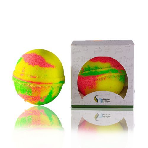 Sabonaty - Neon Light  Bath Bomb - Product Description :
 
Effervescent salts compressed into a ball shape in bright neon colors with a sugary pink scent
 
The time is as shown in the picture

Its natural ingredients were carefully selected and handcrafted to provide relaxation to the body and rejuvenation and hydration to the skin 

It helps reduce swelling and allows dead skin to be peeled off easily
 
Improves skin texture and moisturizes 

Soothes tired muscles and relieves swelling in tired feet
 
Suitable for use after strenuous exercise
 
The fragrance is comforting and calming, relaxing your senses
 
How to use

Place the required amount of salts in the warm bath water and stir until the salts dissolve
 
Get in and sit in the bath water for at least 20 minutes and relax 
When finished, rinse your body with water only to maintain the moisturizing benefits on the skin 

It can be used in a small basin to soak your feet and get comfort, reduce swelling, and make your feet soft and moisturized
 
Weight: 250 grams