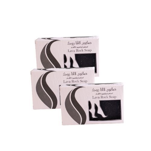 مجموعه لافاروك  خصم 20% لمده محدوده - 3 صابونات من صابون القدمين المقشّر ,,,صابون اللاڤا روك ،،،والغني بزيوت المرطبه&nbsp; من أجل التخلص من خلايا الجلد الميتة والإستمتاع بأقدام ناعمة، منتعشة ومتجددة. صنع هذا الصابون من زيت ا لزيتون وزيت جوز الهند و مسحوق&nbsp; البيومس.الحجر الأسود&nbsp; تنظف وتنعم الجلد بسبب وجود حبيبات حجر بيومس البركاني الصلب. تناسب باطن القدم والأماكن السميكه في البشره تقشرها وتجعلها ناعمه, صابون خشن .مكونات آمنه طبيعيه&nbsp; خالي من البرابين&nbsp; خالي من&nbsp;سلفات لوريث الصوديوم&nbsp;(SODIUM LAURETH SULFATE) «SLS»الوزن : 100 جرام