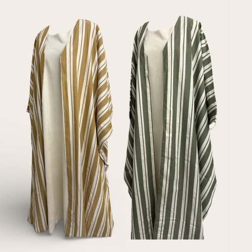 SUNSET - SET OF 2 pc , sued dress & cotton Bisht FREE SIZE , LENGTH 56 inches