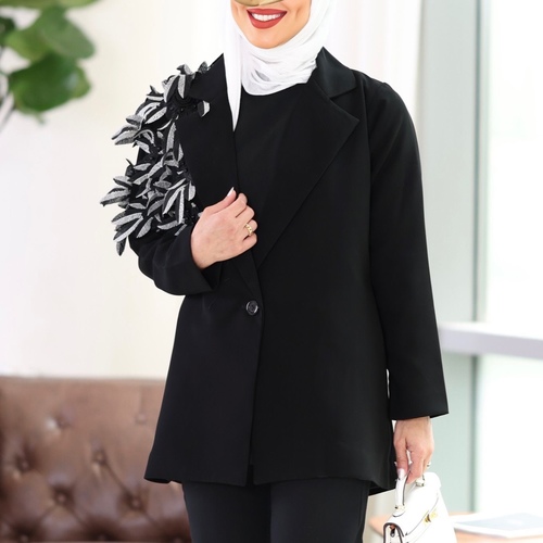 Dee Model - flowers blazer black