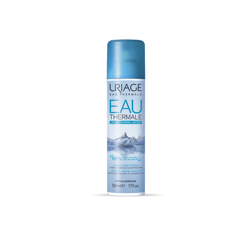 THERMAL WATER SPRAY 50ml - Uriage Thermal Water for daily care, enriched with essential rare elements and minerals, brings radiance to your skin.Highly moisturizing: Thanks to its high concentration of mineral salts. Soothes: The high calcium and magnesium content calms sensitive skin. Protects: Silica strengthens the skin's hydrolipidic barrier, while the mineral salts help restore the skin's protective layer.Uriage Thermal Water is bottled directly, without preservatives or fragrance, preserving its natural richness and original purity. Usage:
Spray whenever needed. Leave it on the skin to allow its effects to work. Do not dry or wipe off to enhance absorption of its ingredients.