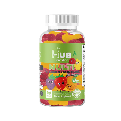 Multivitamin & minerals gummies - A complete and balanced blend of 10 vitamins and minerals formulated to meet the daily nutritional needs of children. Vitamins and minerals are essential nutrients that the body needs to function properly, support daily metabolic processes, and maintain a healthy immune system. Comprehensive formula of vitamins and minerals Promotes bone and muscle growth Strengthens immunity Supports brain and cognitive functions Delicious taste and easy to chew Features: Flavor: Mixed fruits Made in the USA 100% vegan Non-GMO Gelatin-free The manufacturing facility is registered with the U.S. Food and Drug Administration Free from wheat (gluten), milk, eggs, soy, nuts, and peanuts Free from artificial flavors or preservatives Dosage: For ages two and up: Chew two gummies daily